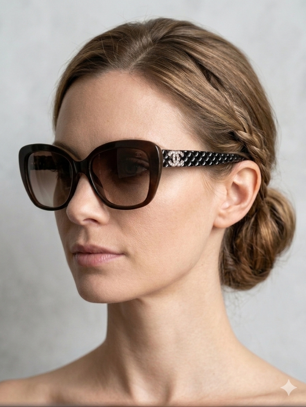 Authentic Chanel 9173 Quilted Brown & Gold CC Logo Women's Sunglasses 58-20-142